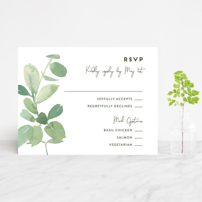 "Soft Eucalyptus" - RSVP Cards in Garden by Yao Cheng Design - Front
