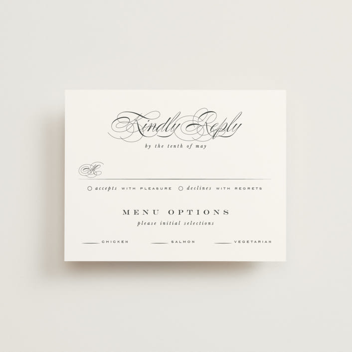 "Vow" - RSVP Cards in Tuxedo by Leah Bisch - Front