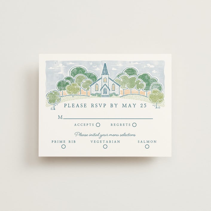 "Going to the Chapel" - RSVP Cards in Meadow by Paper Sun Studio - Front