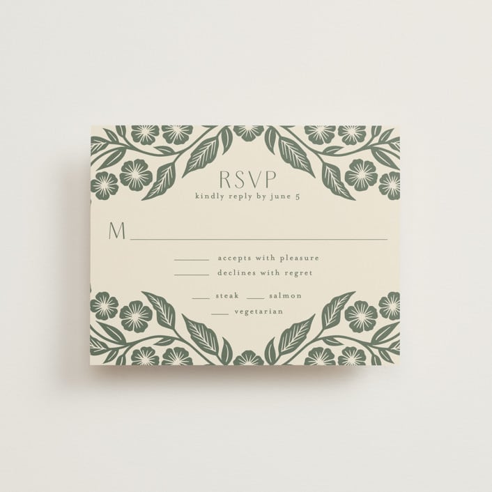 "Floral Diamond" - RSVP Cards in Eucalyptus by Katharine Watson - Front