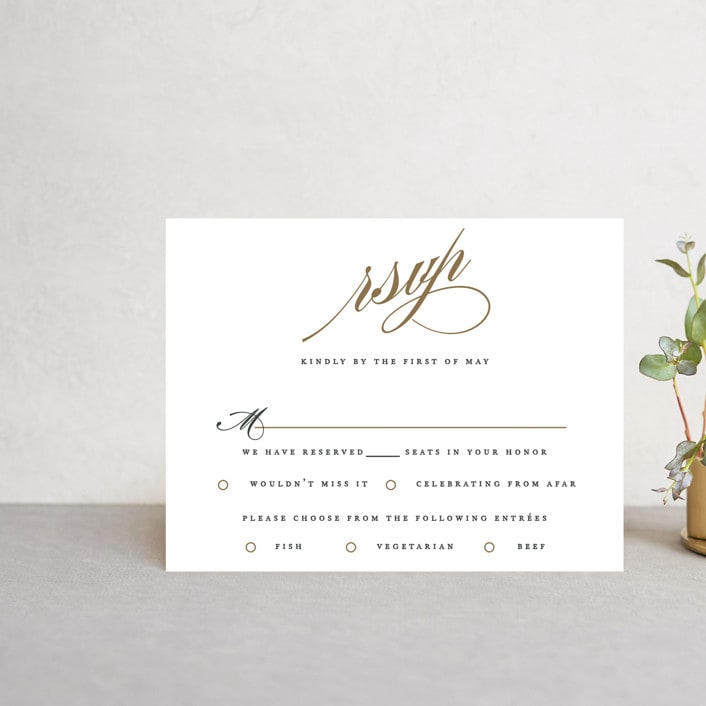 "Flourish" - RSVP Cards in Antique by Jennifer Postorino - Front