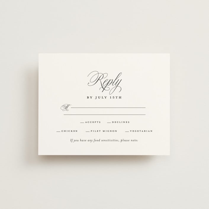 "Simply Classic" - RSVP Cards in Ebony by Laura Hamm - Front