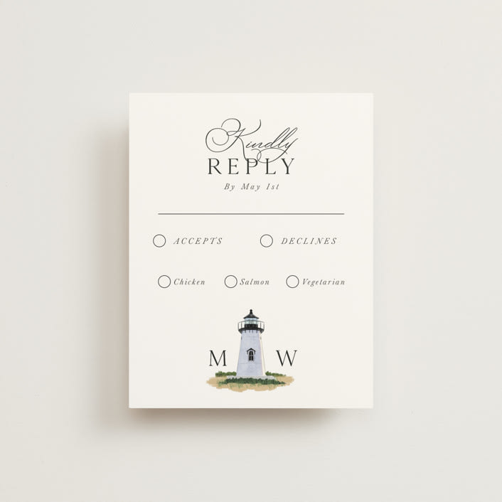 "East Coast Lighthouse" - RSVP Cards in Snow by Becky Nimoy - Front