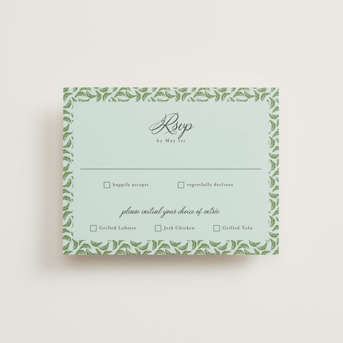 "Tropical Crest" - RSVP Cards in Papaya by Susan Moyal - Front