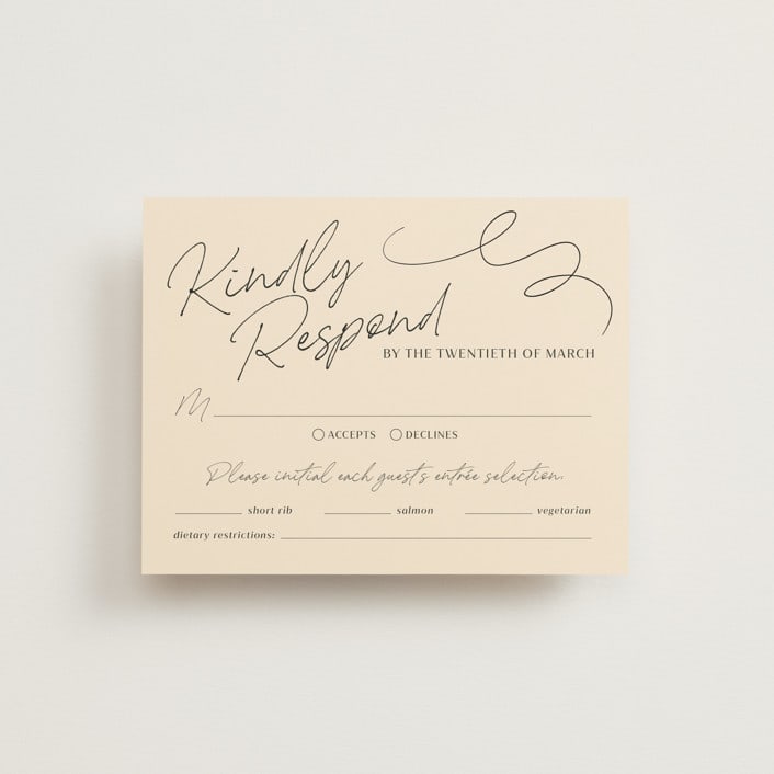 "French Whimsy Script" - RSVP Cards in Champagne by Wallace Design Co. - Front