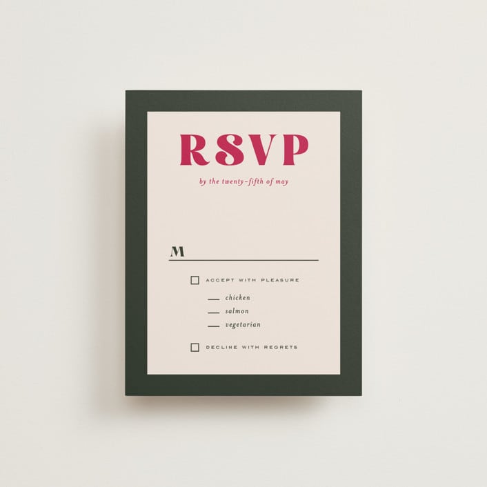 "Rose Garden" - RSVP Cards in Magenta by Leah Bisch - Front