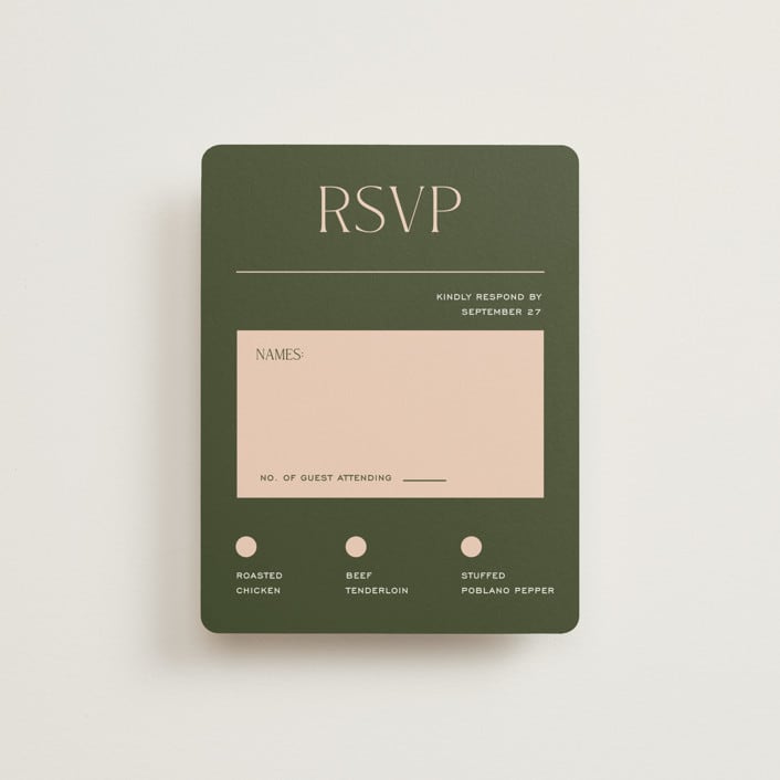 "Martini" - RSVP Cards in Olive by Pixel and Hank - Front
