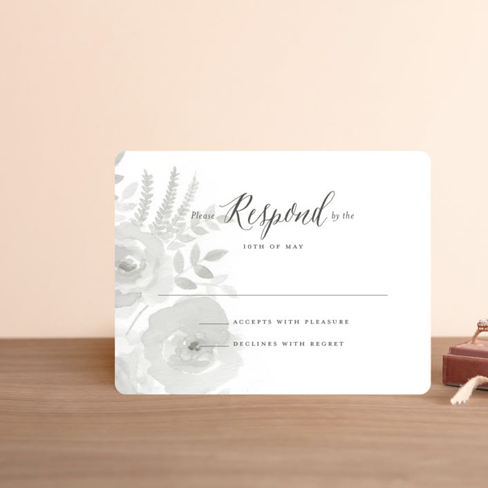 "Watercolor Floral" - RSVP Cards in Fog by Jill Means - Front