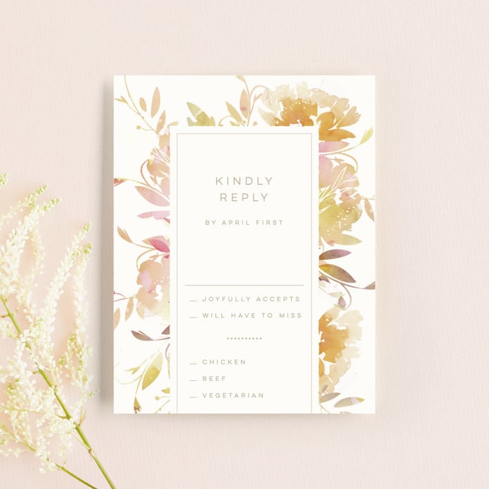 "Garden" - RSVP Cards in Peach by Lori Wemple - Front