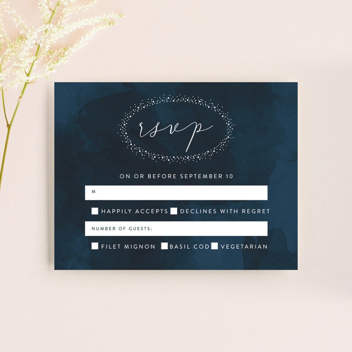 "tiny dots" - RSVP Cards in Sapphire by Erin Deegan - Front