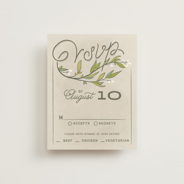 "Rustic Love" - RSVP Cards in Parchment by GeekInk Design - Front