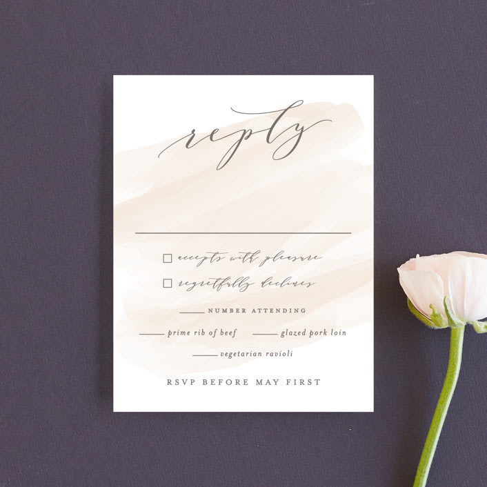 "Sophisticated script" - RSVP Cards in Blush by Hooray Creative - Front