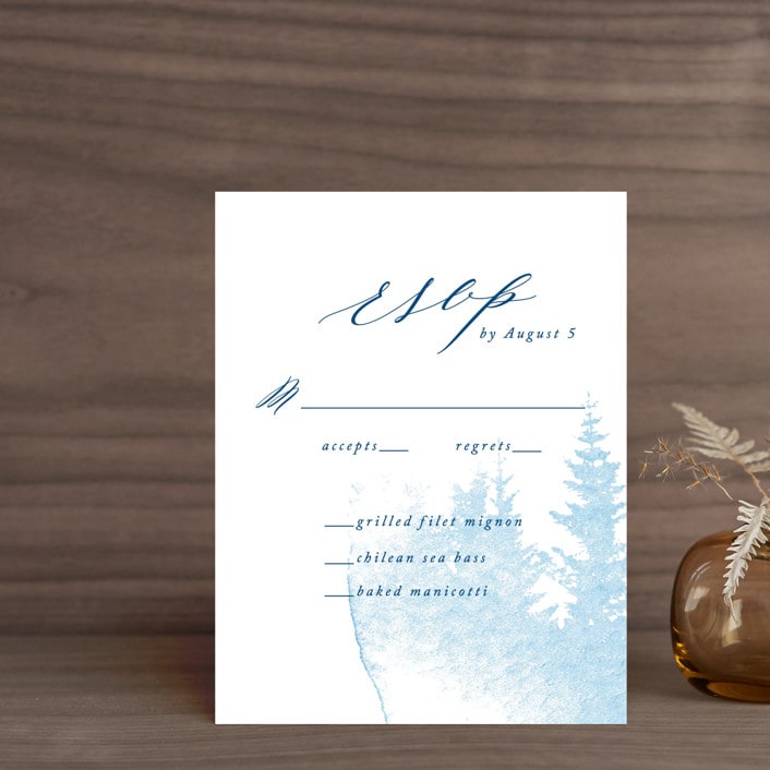 "misty forest" - RSVP Cards in Navy by Ariel Rutland - Front