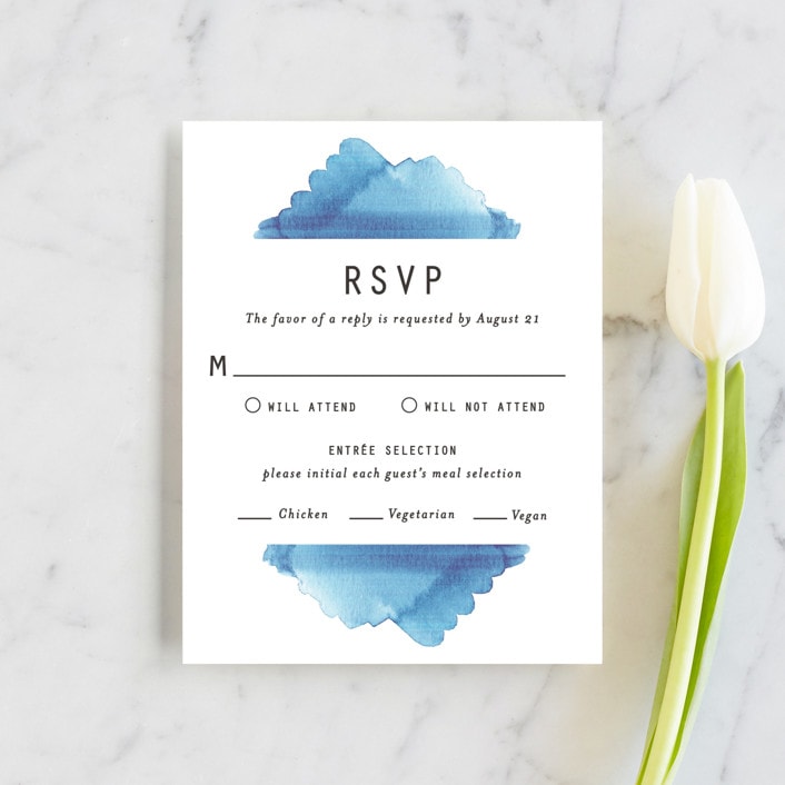 "Modern Water" - RSVP Cards in Celestial by Olivia Raufman - Front