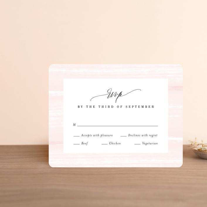 "Effervescent" - RSVP Cards in Blush by Kristie Kern - Front