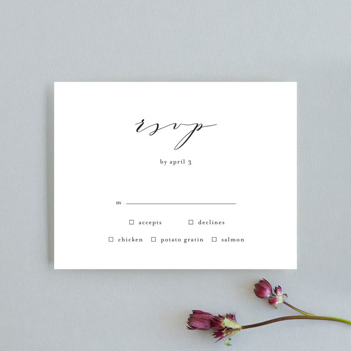 "Simple Elegance" - RSVP Cards in Tuxedo by Phrosné Barwood - Front