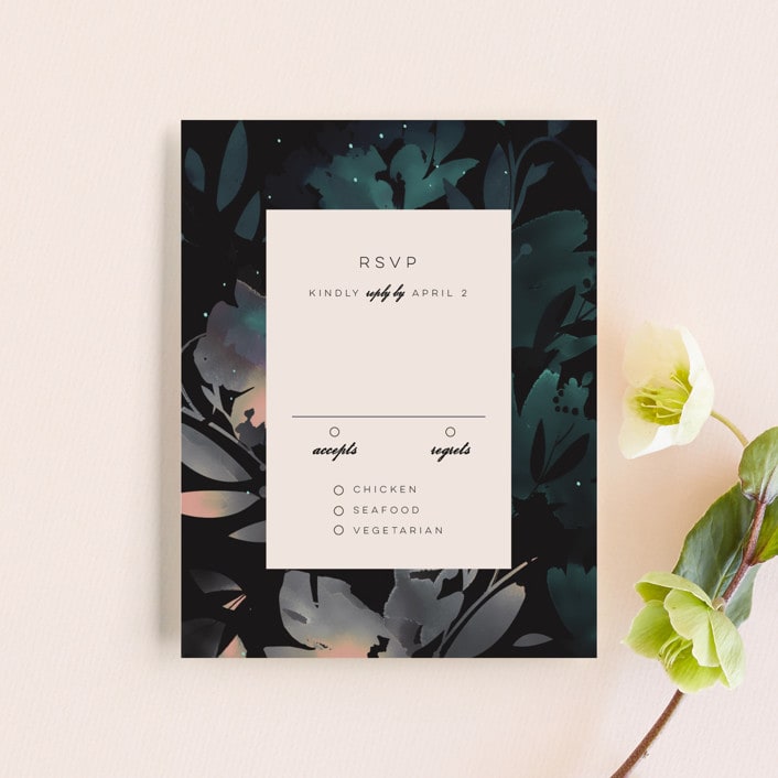 "Midnight Garden" - RSVP Cards in Midnight by Lori Wemple - Front