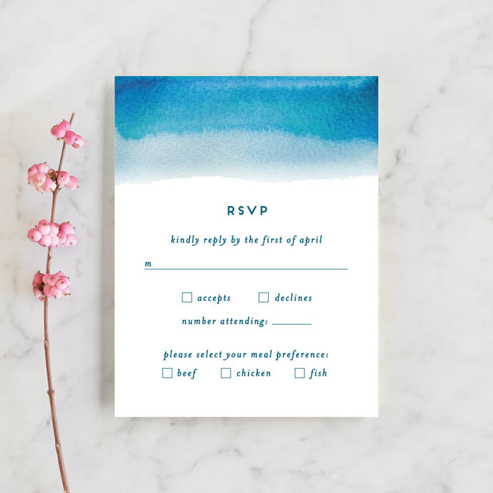 "Tide Pools" - RSVP Cards in Sea by Krissy Bengtson - Front