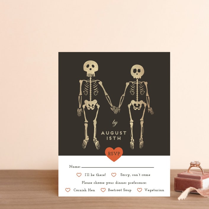 "Until Death" - RSVP Cards in Golden by Katie Zimpel - Front