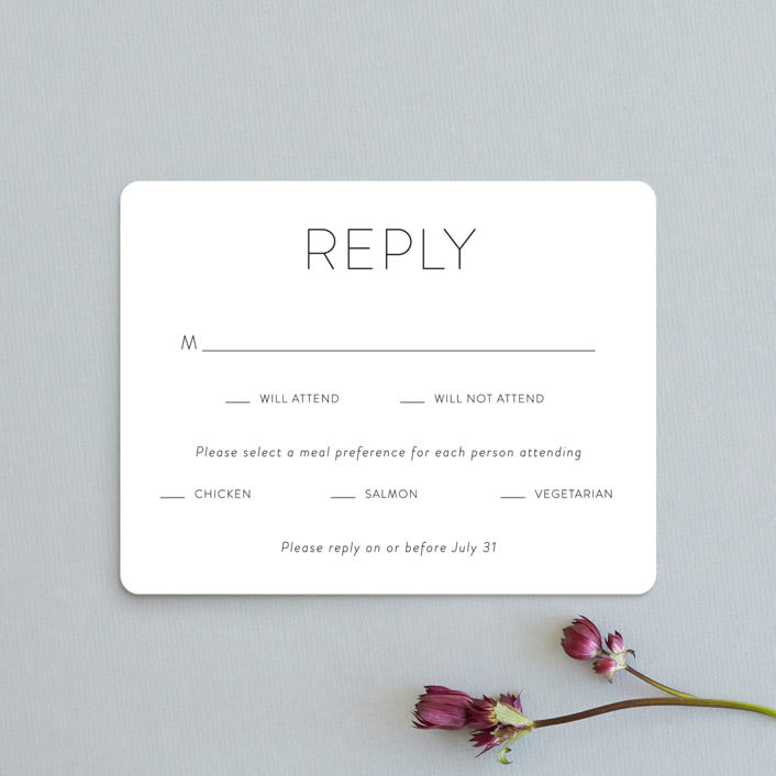 "Forever And" - RSVP Cards in Black Tie by Kim Dietrich Elam - Front