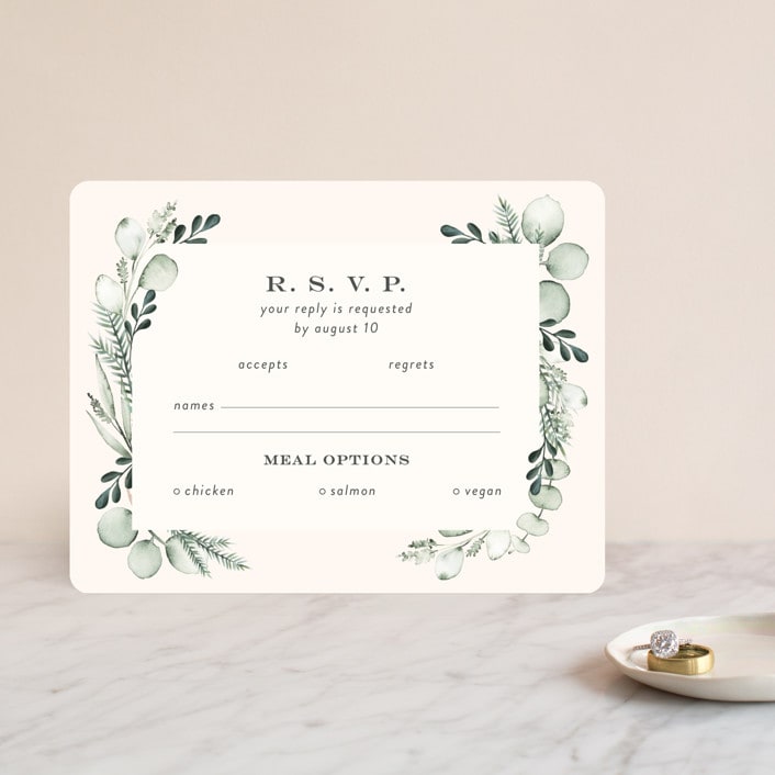 "Gentle Greens" - RSVP Cards in Fern by Petra Kern - Front