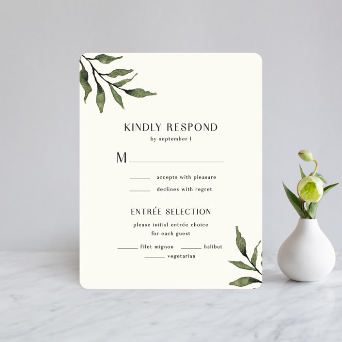 "Rural Romance" - RSVP Cards in Leaf by Chris Griffith - Front