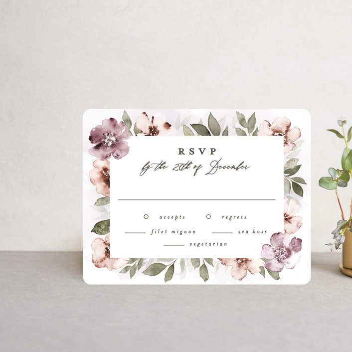 "Fancifully" - RSVP Cards in Dust Mauve by Everett Paper Goods - Front