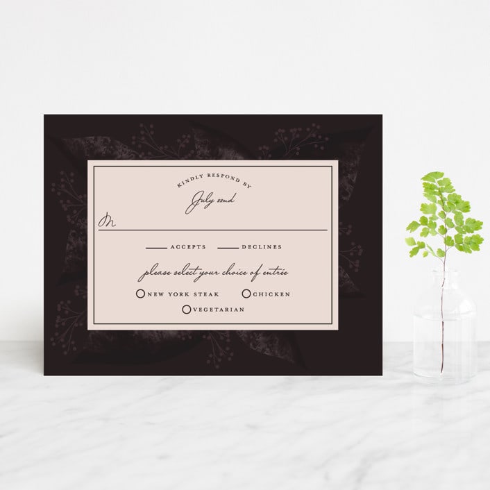"Midnight Botanicals" - RSVP Cards in Cranberry by Susan Moyal - Front
