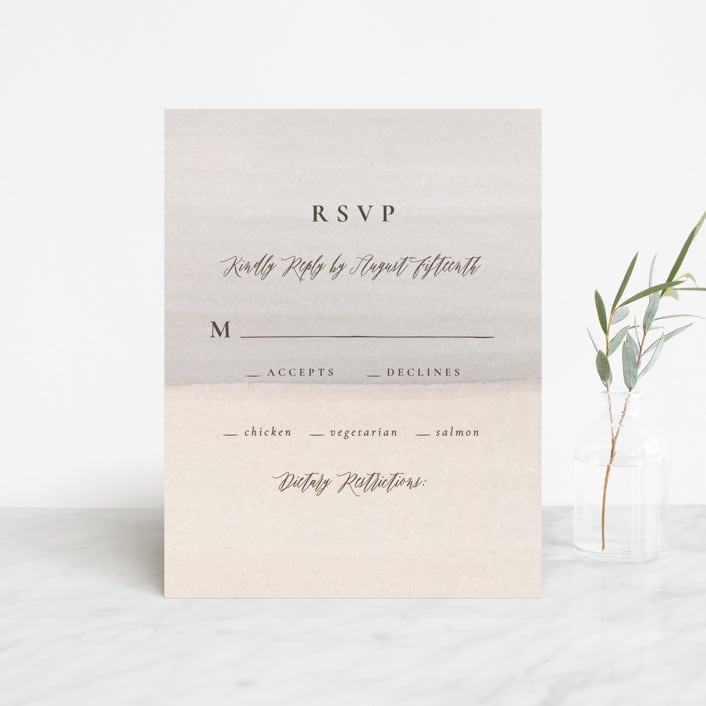 "Sunrise Waves" - RSVP Cards in Ocean by Wildfield Paper Co - Front