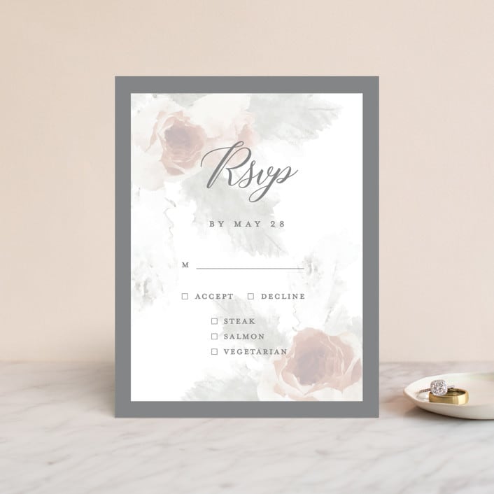 "rose drop" - RSVP Cards in Rose by Cass Imagines - Front