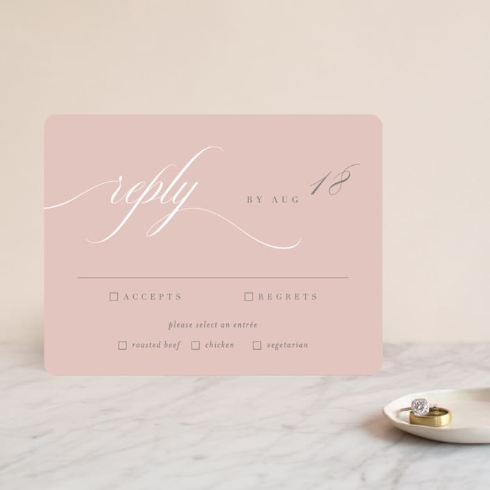 "Gramercy" - RSVP Cards in Blush by Kristie Kern - Front