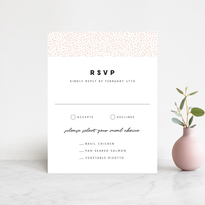 "Textured Dots" - RSVP Cards in Blush by Emily Sabol Goss - Front