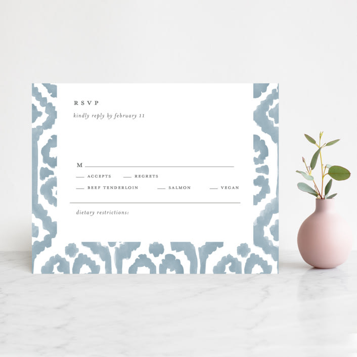 "Painted Ikat" - RSVP Cards in Frost by Liz Conley - Front