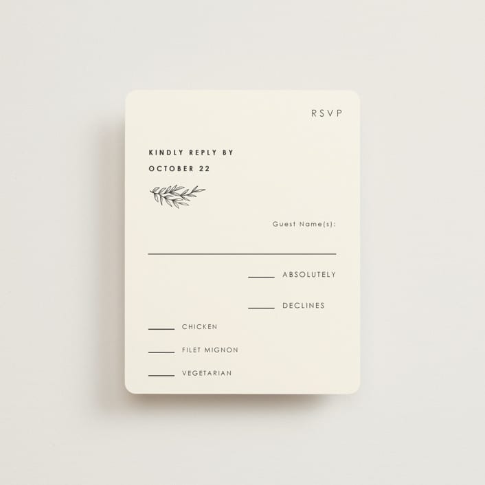 "Modern Bliss" - RSVP Cards in Cream by Elly - Front