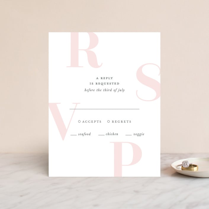 "Lettera" - RSVP Cards in Blush by Lauren Chism - Front