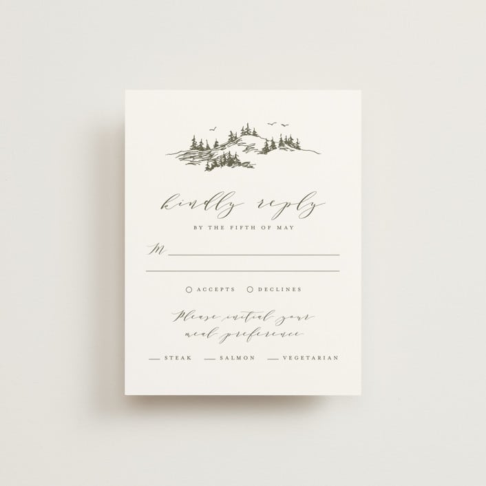 "into the mountains" - RSVP Cards in Olive by Helen Halik - Front