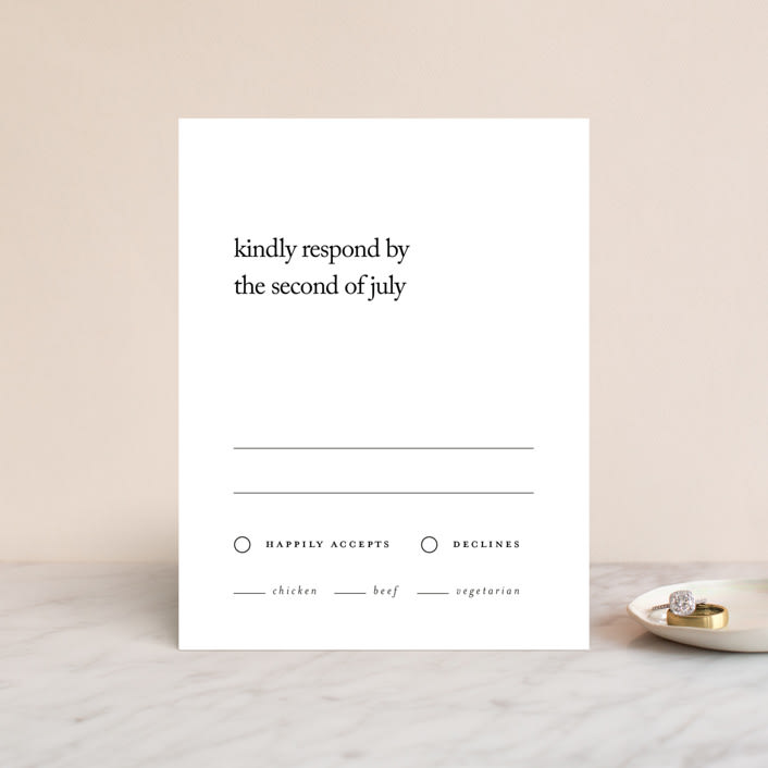 "Marlowe" - RSVP Cards in Classy White by Kelly Schmidt - Front