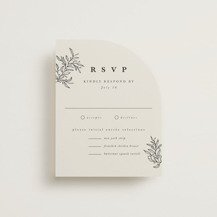 "leafy wreath" - RSVP Cards in Cotton by Kate Ahn - Front