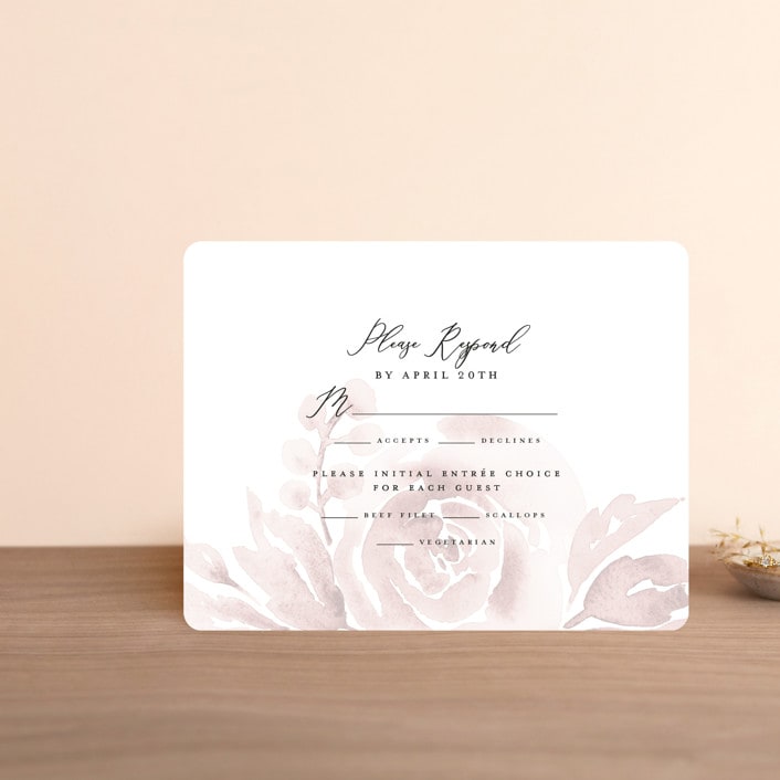 "Wedding Dream" - RSVP Cards in Blush by Chris Griffith - Front