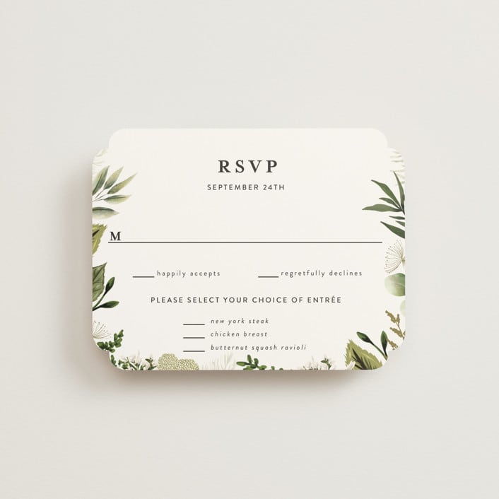 "Enchanted Greenery" - RSVP Cards in Frost by Susan Moyal - Front