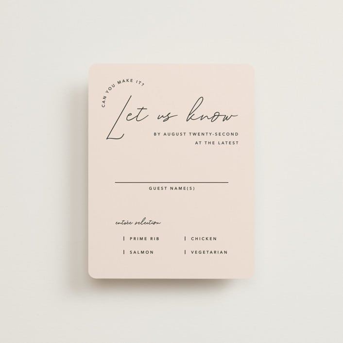 "Aesthetic" - RSVP Cards in Blush by Liz Conley - Front