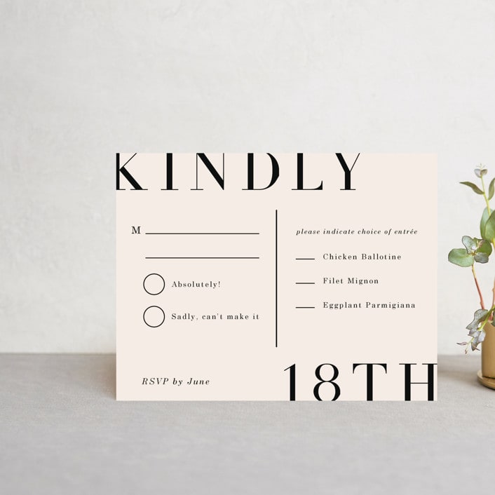"Magazine Serif" - RSVP Cards in Sand Dunes by Elly - Front