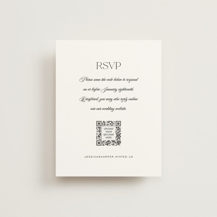 "Modern Romance" - RSVP Online Enclosure Cards in Obsidian by Jennifer Postorino - Front