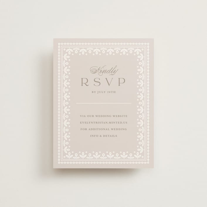 "Lace Trim" - RSVP Online Enclosure Cards in Cream by Kristen Smith - Front