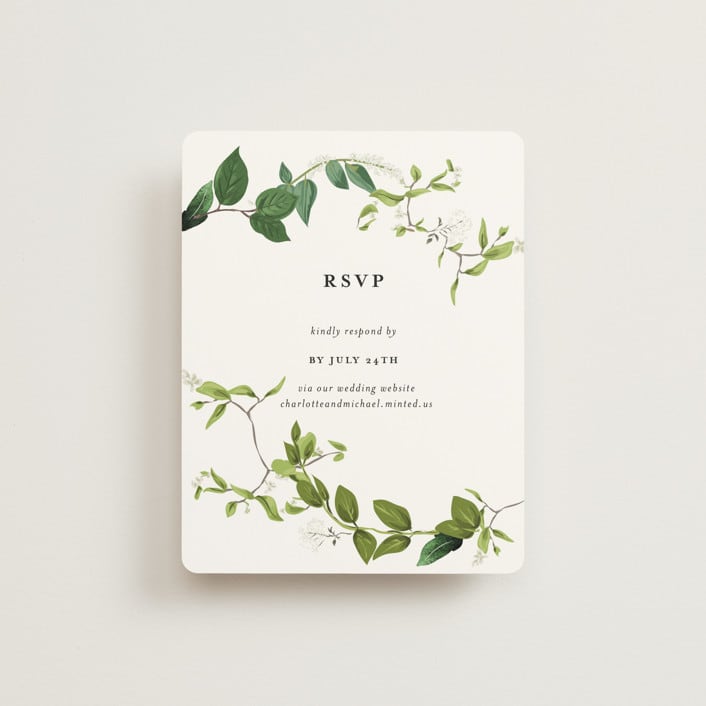 "Greenery" - RSVP Online Enclosure Cards in Fern by Susan Moyal - Front
