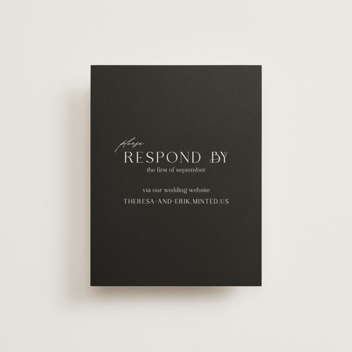 "Engraved" - RSVP Online Enclosure Cards in Charcoal by Claudia Orengo - Front