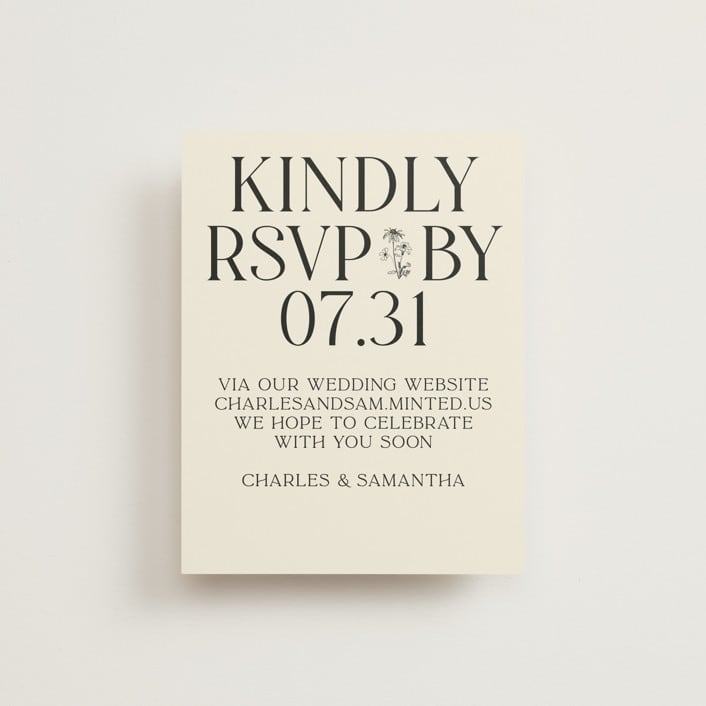 "Floral Emblem" - RSVP Online Enclosure Cards in Cream by Baumbirdy - Front
