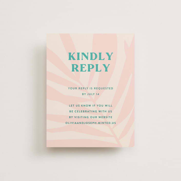 "The Palm" - RSVP Online Enclosure Cards in Flamingo by Pixel and Hank - Front