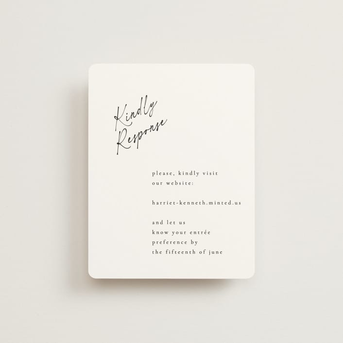 "Scripted Elegance" - RSVP Online Enclosure Cards in Linen by Ana de Sousa - Front
