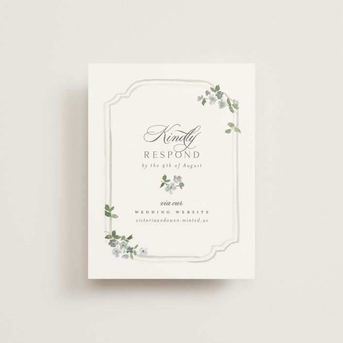 "Wistful" - RSVP Online Enclosure Cards in Mist by Everett Paper Goods - Front